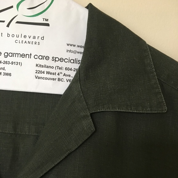 38 Linen Khaki Green Linen L/S Shirt - Picture 4 of 7